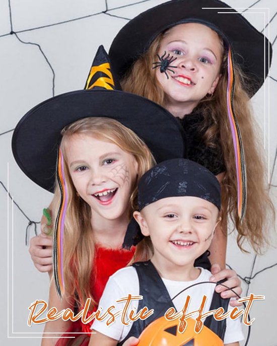 4 stuks Halloween-haarverlengingsclips, geschikt voor glad haar, pompoen-vleermuis-meisjeshaaraccessoires, kleurrijke pruiken, geschikt voor feestverkleedpartijen — afbeelding 4
