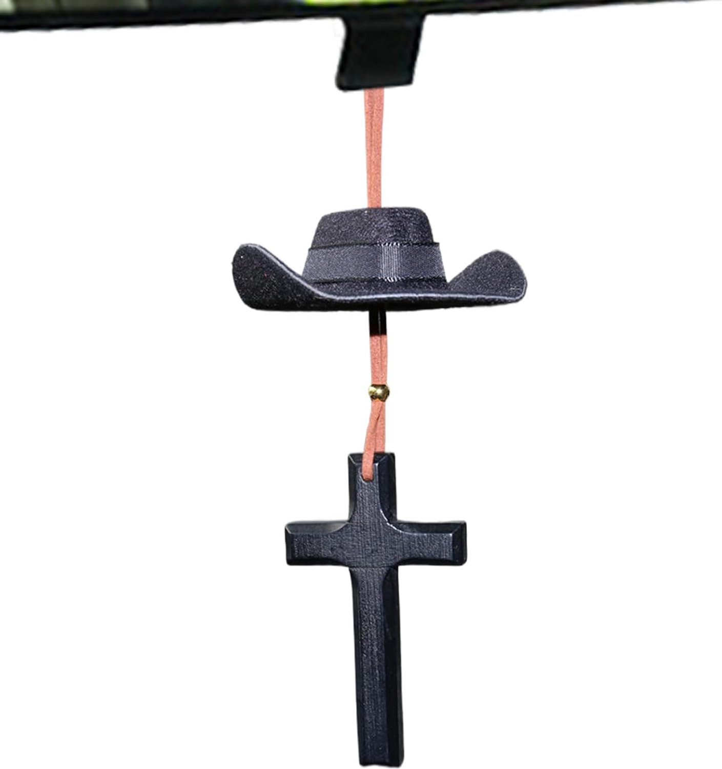 Auto Hangbaar Ornament Cowboyhoed Met Kruis Auto Spiegel Hanger