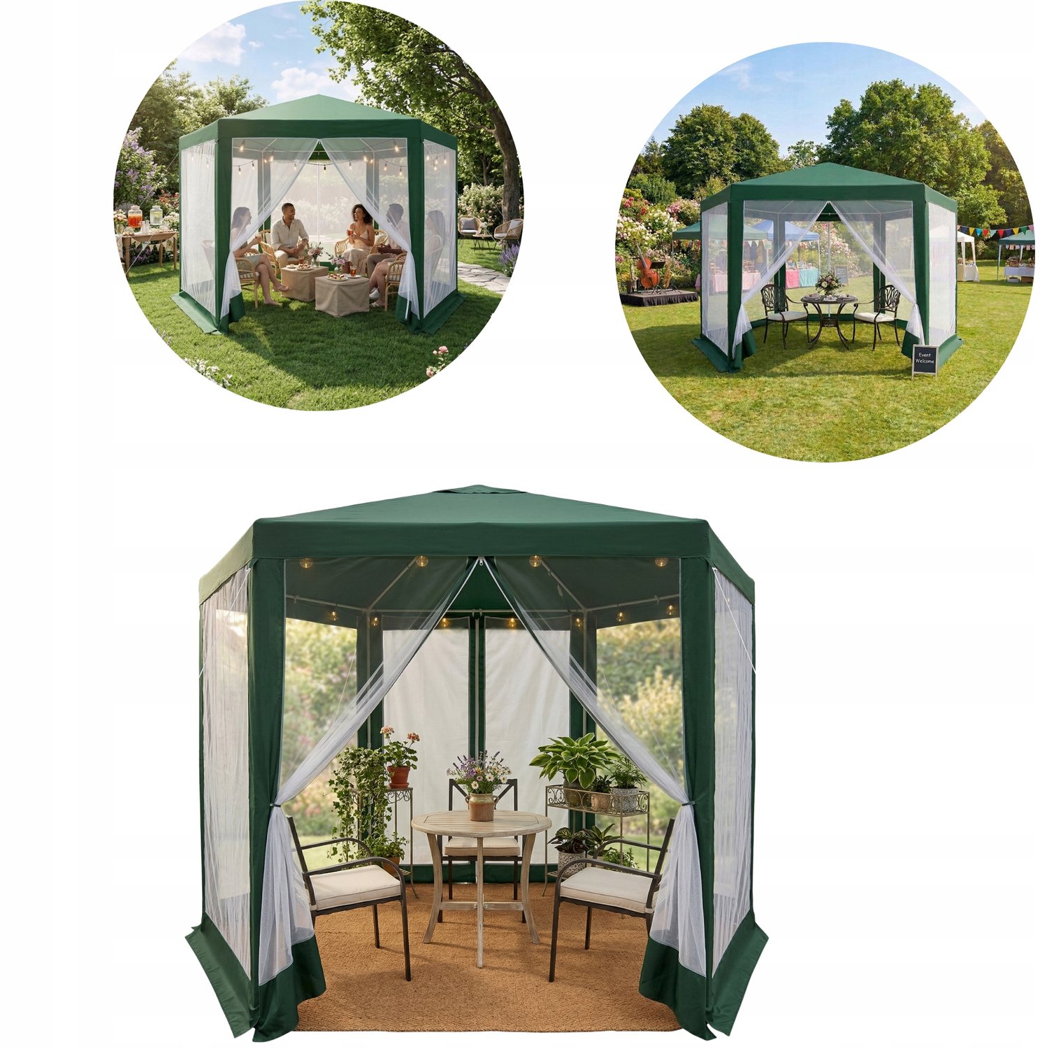 Groene Tuinpartytent 2x2m met Horren - UV & Waterbestendig