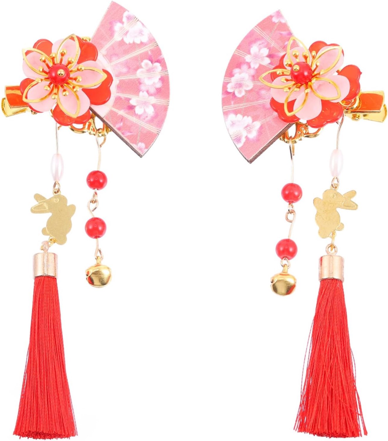 Happyyami 2 Stuks Japanse Stijl Haarspeld met Waaierdesign Lange Kwast Duurzame Haardecoratie voor Kimono Unieke Kapsels