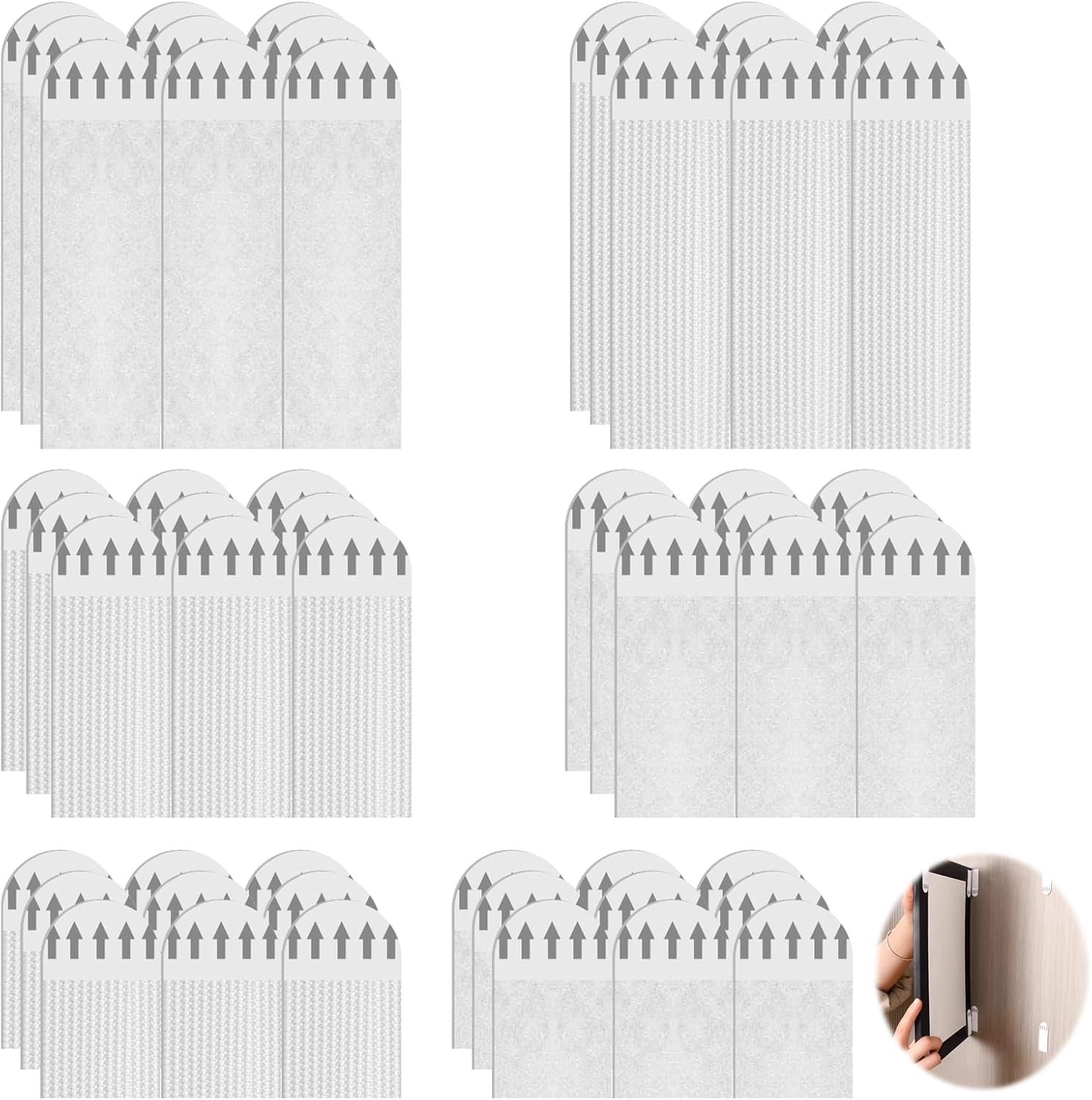 36 paar lipjes om op te hangen, sterke en afneembare zelfklevende ophangstrips voor fotolijsten, zonder boren, voor foto's, kunstwerken, veilige bevestiging, onzichtbaar