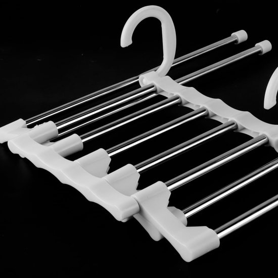 4 stuks broekhangers ruimtebesparend, antislip opvouwbare broekkledinghanger voor kastorganizer en opslag, 5-in-1 rokhangers kapstok — afbeelding 2