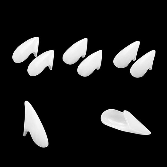 5 Stuks Vampiertanden Kit 4 Maten Custom Fangs Vampiertanden Nep Kunstgebit met 1 Buis Tanden Pellets Lijm voor Cosplay Party Props Halloween Party Fangs Vampier Tanden Kostuum Nep Kunstgebit, 1 — afbeelding 4