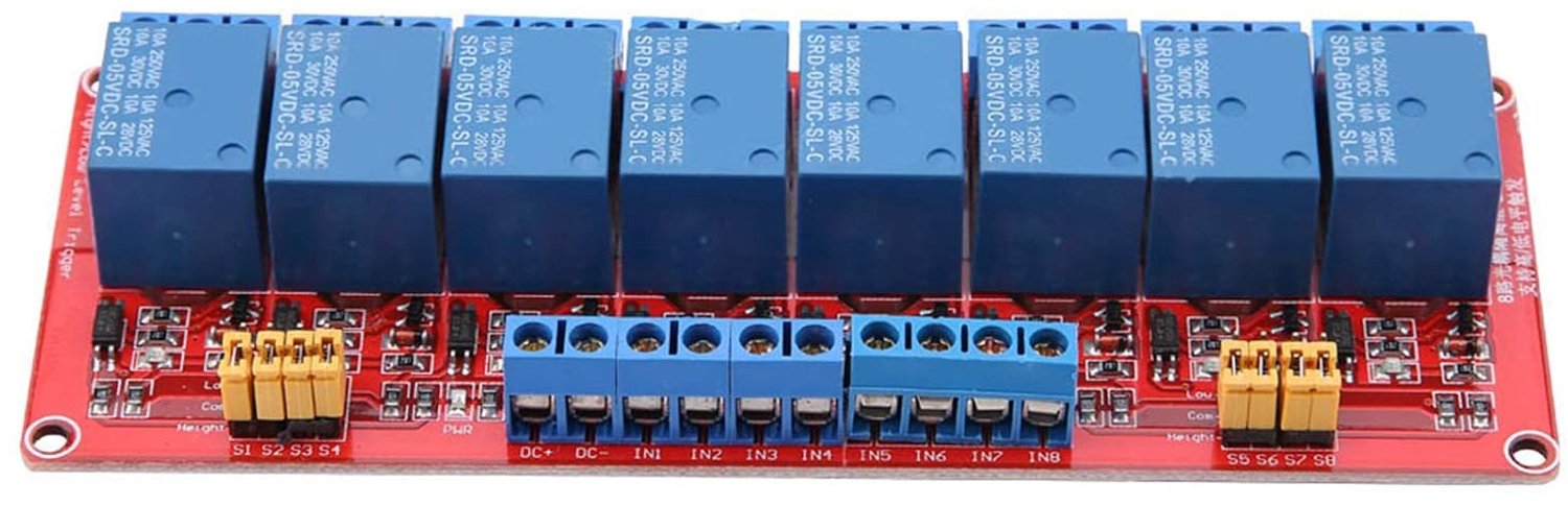 8-kanaals Optokoppelingsrelaismodule, Hoge Lage Trigger, 5V/12V/24V, Groene Bedrijfsindicator, 5V