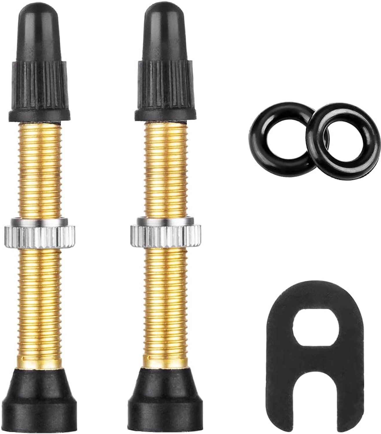 HZJD 2 stuks Presta binnenbandloze fietsventielen, Presta tubeless ventielstang van hoogwaardig messing (40 mm), 1 stuk ventielkern verwijderingsgereedschap
