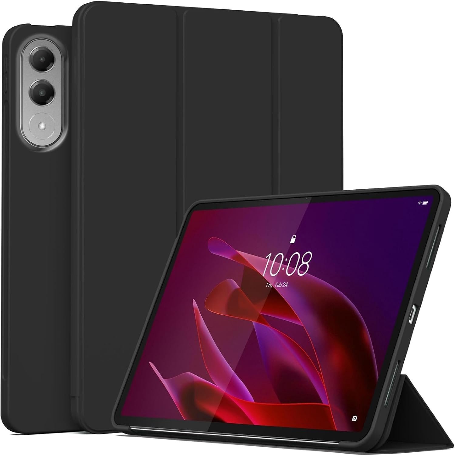 Hoesje voor Lenovo Yoga Tab 11.1 2025, Stand Feature, TPU Anti-kras Beschermhoes, Ultradun Slim Kickstand Case-Zwart
