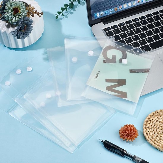 10 stuks verticale plastic enveloppen met kliksluiting herbruikbare stempel opbergzakken kleine waterdichte transparante envelop zakje als sticker organisator ontvangsthouder foto opslag — afbeelding 2