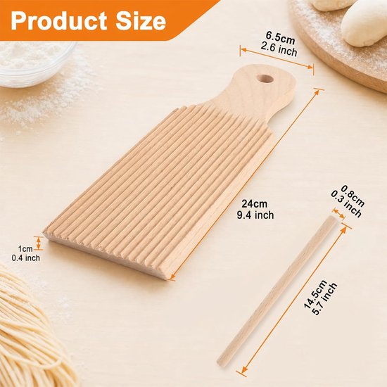 Gnocchi plank met rol - beukenhout - diepe groeven - perfect gevormde noedels - ShopVlot — afbeelding 5