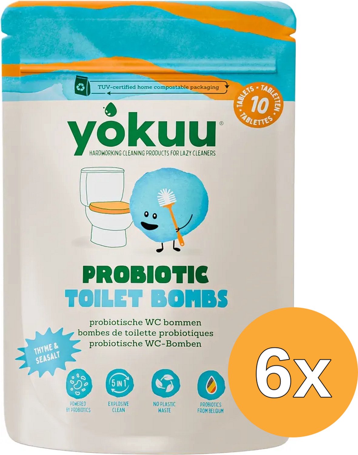 6x Yokuu Probiotic Toilet Bomb Thyme & Seasalt (10 stuks)
