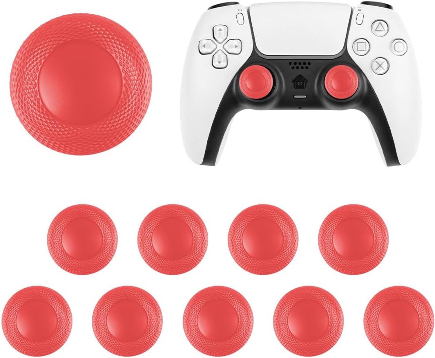 Thumb Grips voor PS5/PS4 Controller - 10 Stuks Vervangende Joystick Caps - Rood - Verbeterde Grip - ShopVlot