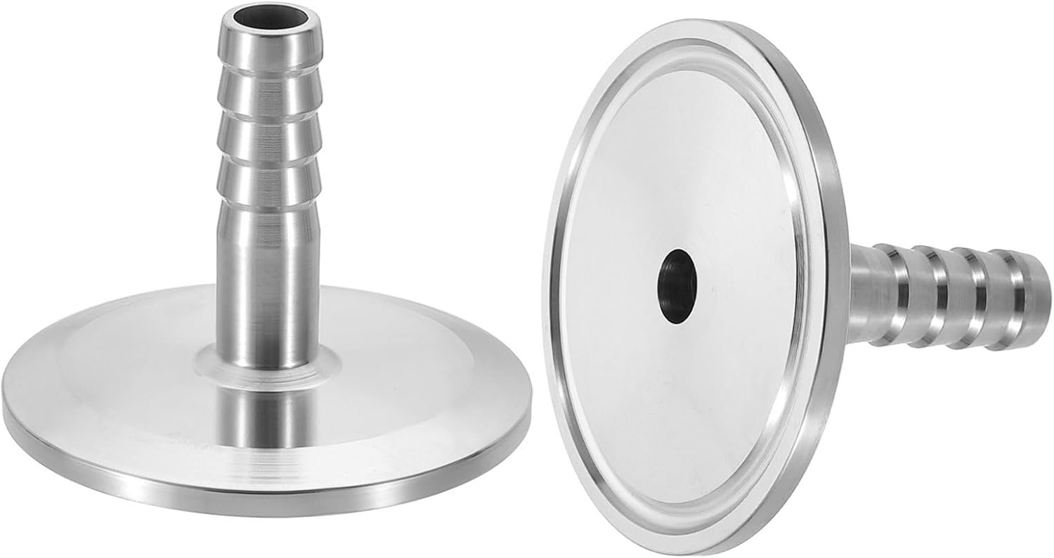 PATIKIL 1.5" Tri Clamps to 2/5" Hose Barbed Wire Adapter, 2pcs Sanitary Tri Clamps Hose Barb Fitting 304 Stainless Steel Pipe for Brewery Winery Food