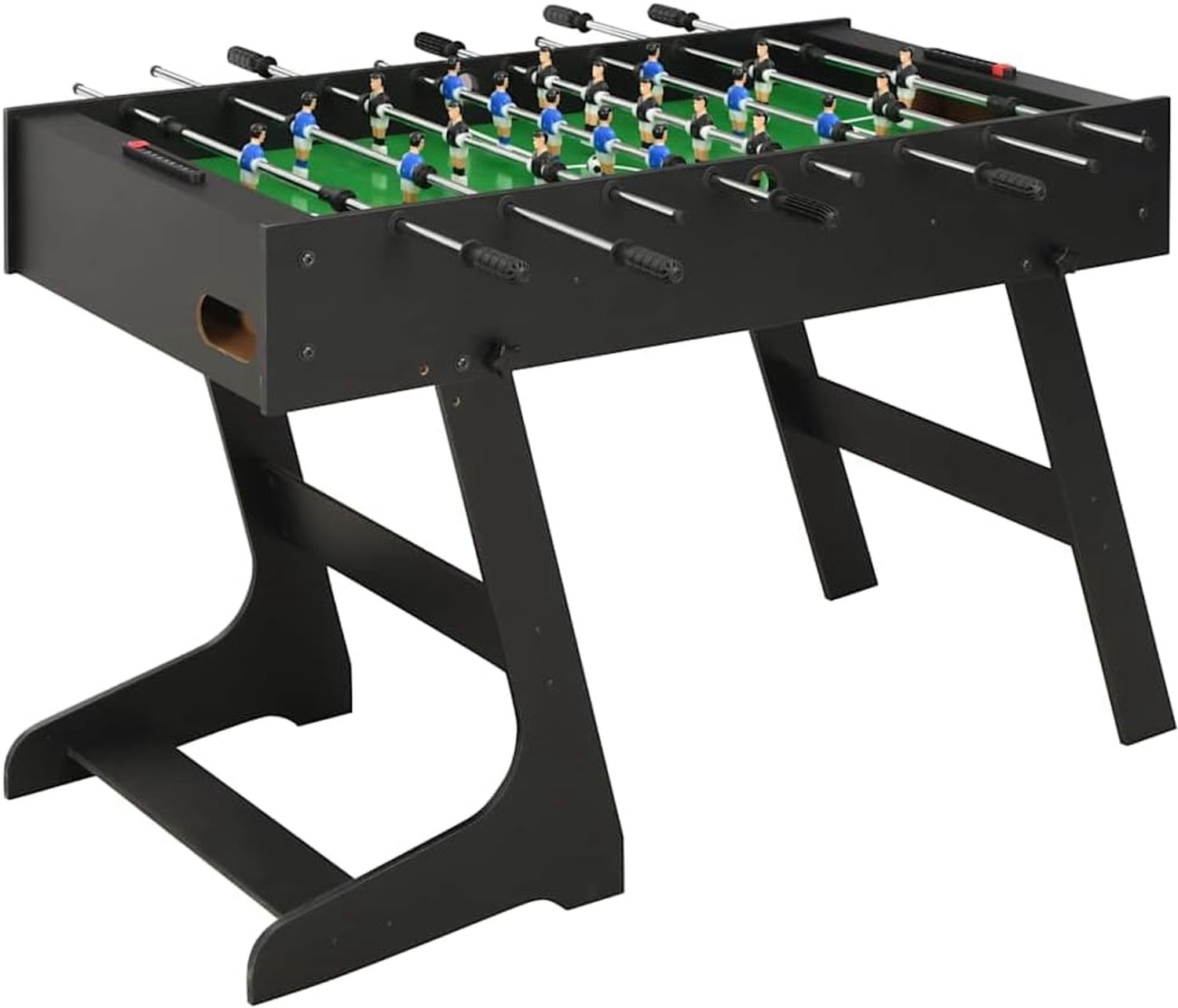 Voetbaltafel, inklapbaar, 121 x 61 x 80 cm, voetbaltafel voor kinderen en volwassenen, robuuste tafelvoetbal met 8 spelerstangen, bekerhouder, zwart