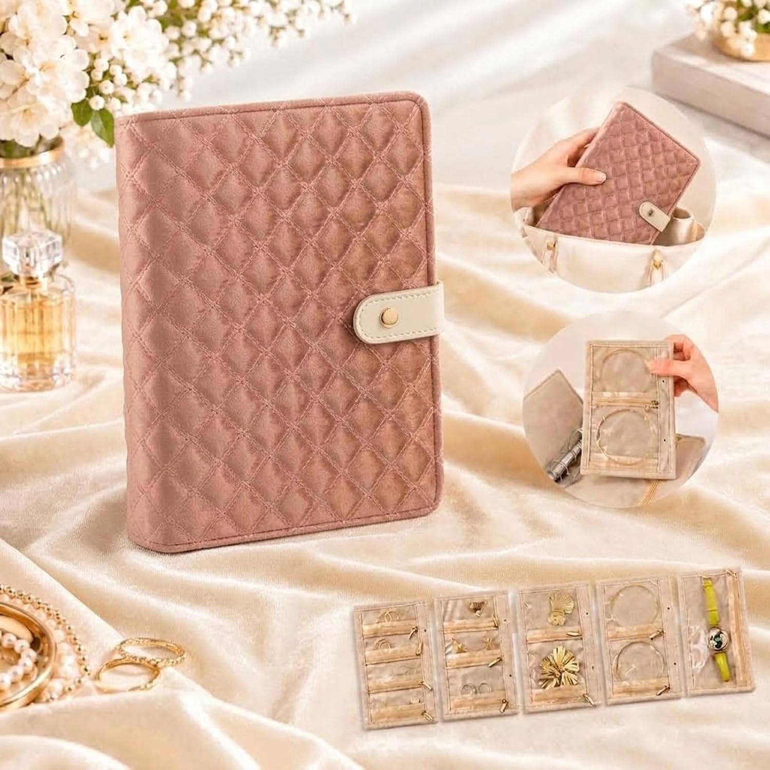 Sieraden Case Organizer voor reizen: draagbare fluwelen sieraden opslag