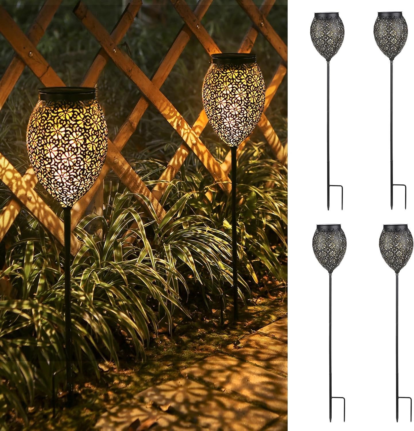 Set van 4 Waterdichte Zonne-energie Tuinlampen voor Buiten, Energiebesparend en Duurzaam Verlichting