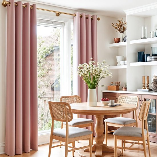 Vangao Gordijnen, ondoorzichtig, met inslagringen, set van 2, 160 x 140 cm, roze, kindergordijn, modern, woonkamer, verduisteringsgordijn, slaapkamer, kinderkamer, thermogordijn — afbeelding 3
