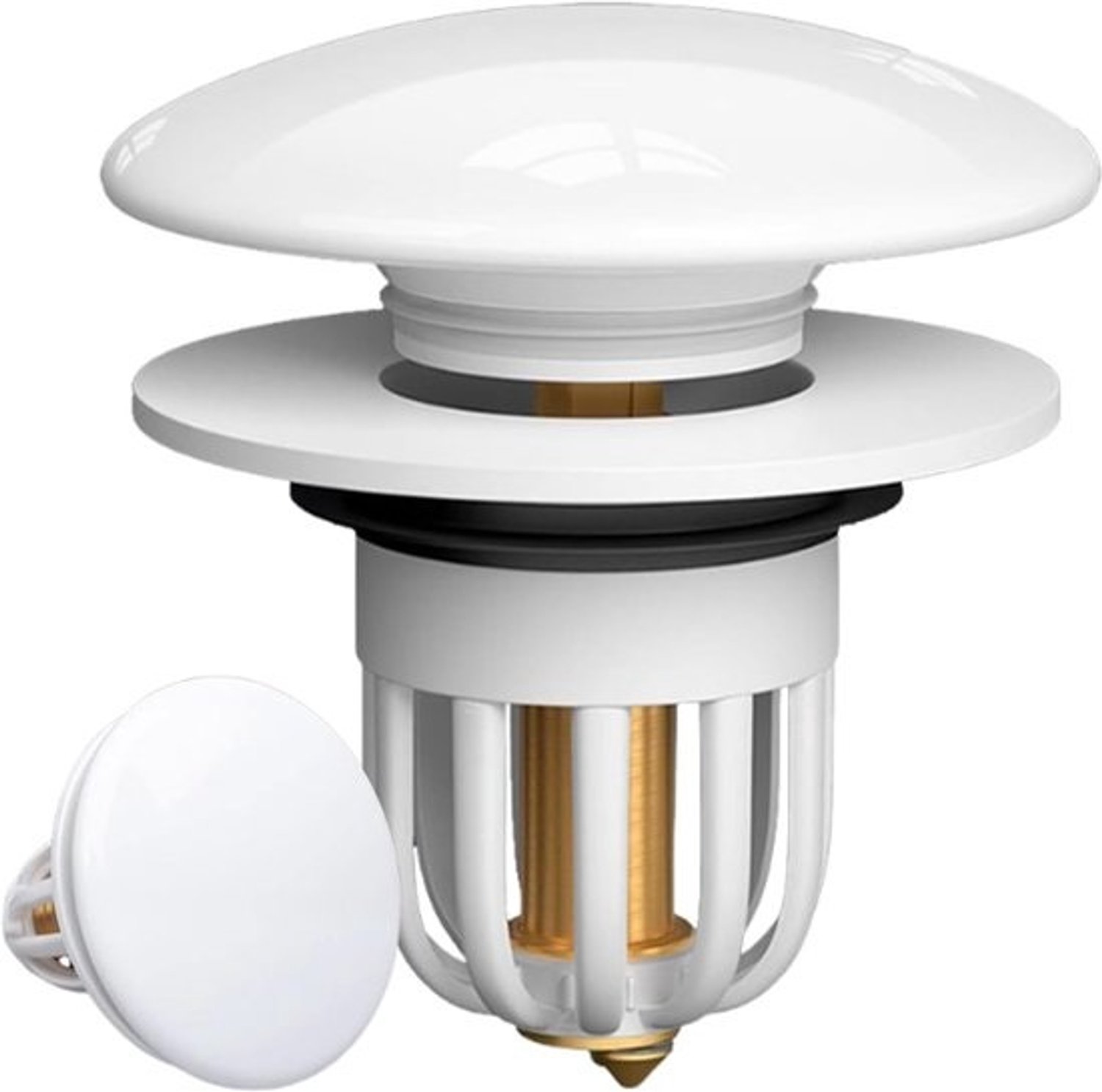 Wastafelstopper - Gootsteenstop - Blokkeert geuren - Eenvoudig te bedienen - 34-40 mm paneel - Wit
