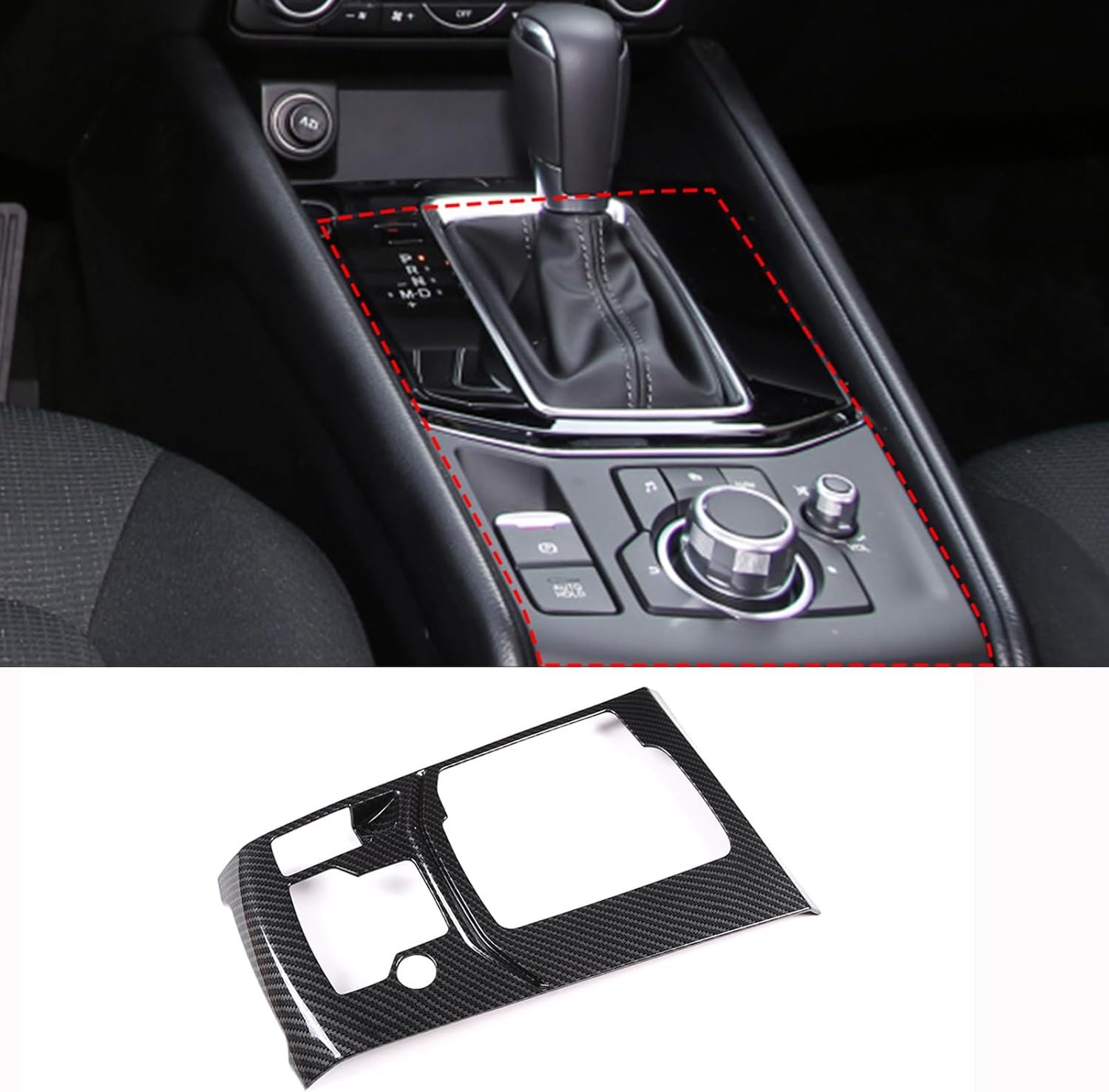 ABS Carbon Fiber Car Center Console Gear Shift Panel Multimedia Buttons Cover Trim Trim Stickers For Mazda CX-5 - ShopVlot