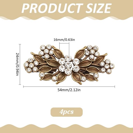4 stuks retro trui clips antiek brons strass bloemen diamant cardigan kraag clip metalen sjaal clips cape cape sluiting — afbeelding 3
