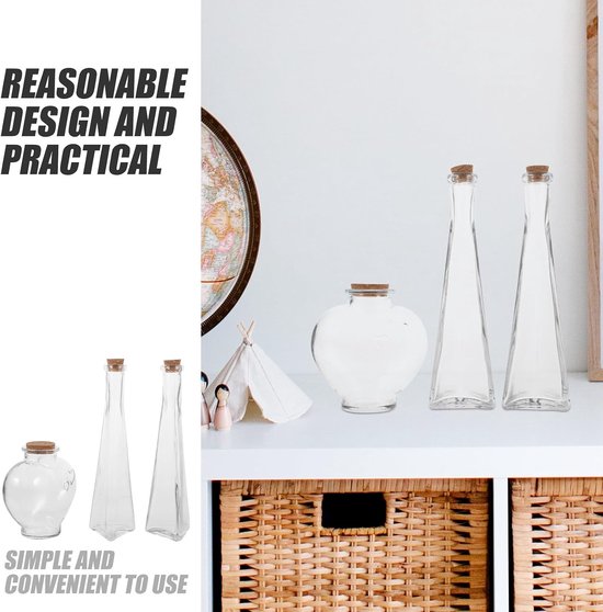 3 Stuks Delige Glazen Wensfles met Hartvormige Container voor Zandceremonie Decoratieve Handgemaakte Potten voor Bruiloft Souvenirs — afbeelding 5