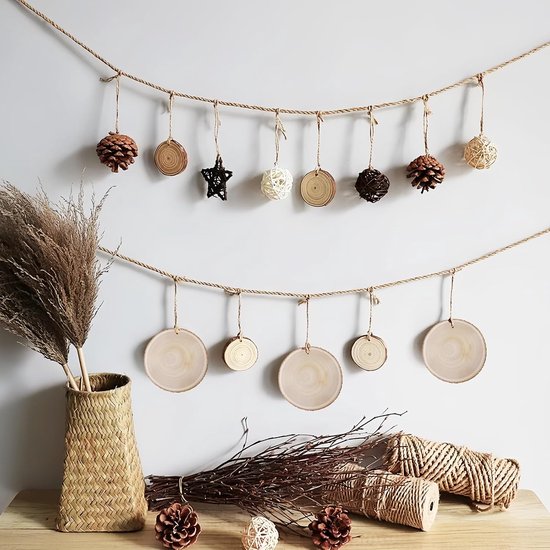 2 stuks houten schijven, 2 cm dik, 26-30 cm, boomschijven 30 cm, decoratie met schors, boomschijven zonder gat, diameter rond, van paulownia-hout, voor kerstdecoratie, bruiloft en doe-het-zelf — afbeelding 4