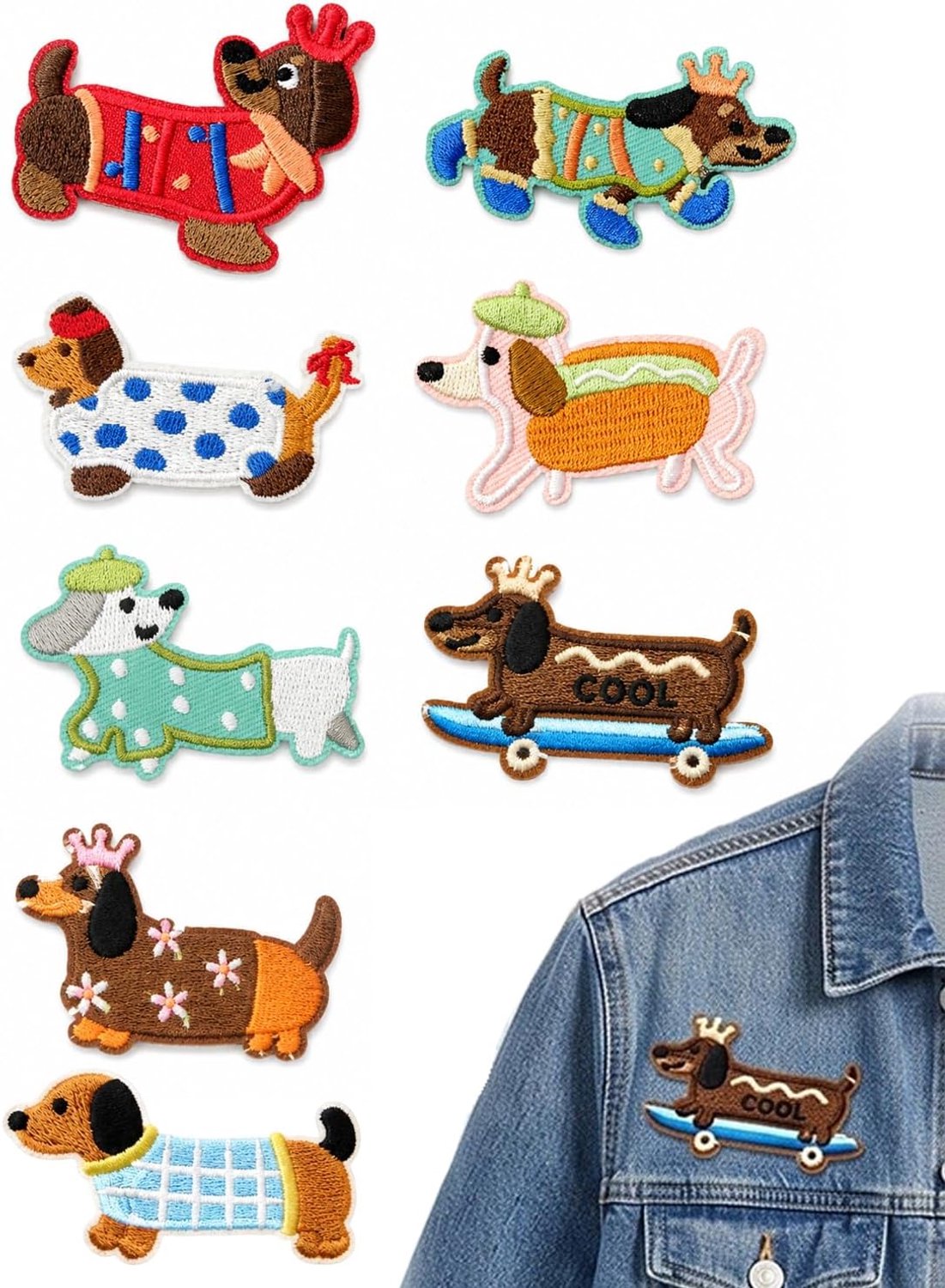 Patches om op te strijken en te naaien voor stoffen, 8 stuks