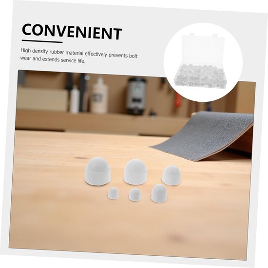 160 Stuks Witte Rubberen Zeshoekige Moerdoppen Set Universele Draadbeschermers Schroefkapjes voor Moerbescherming Duurzaam Nauwkeurig Passend met Compacte Opbergdoos — afbeelding 3