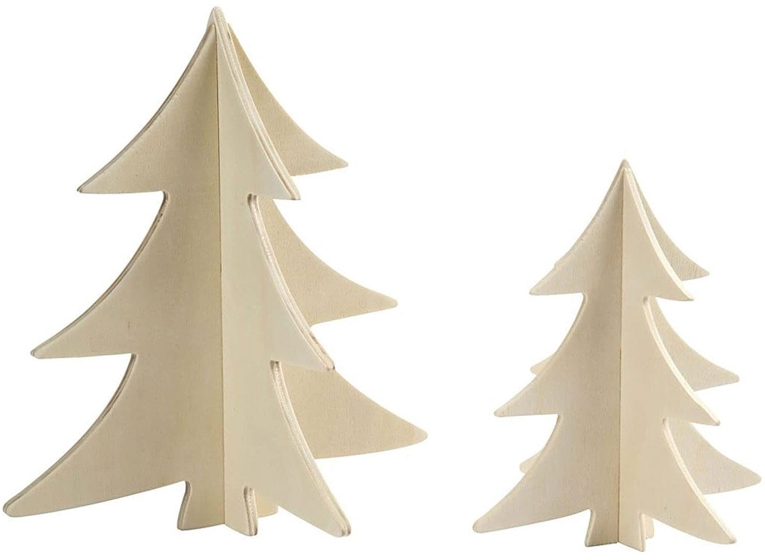 Kerstbomen, H: 13+18 cm, multiplex, 2asstd
