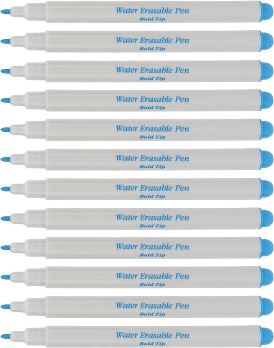 12 Stuks Wateroplosbare Stift voor Stof, Uitwisbare (blauwe in — afbeelding 3