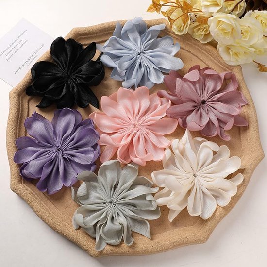 6 stuks kunstmatige bloem kleding decoratie accessoires, 11cm bloemkoppen voor het maken van haaraccessoires, lichtblauw — afbeelding 3