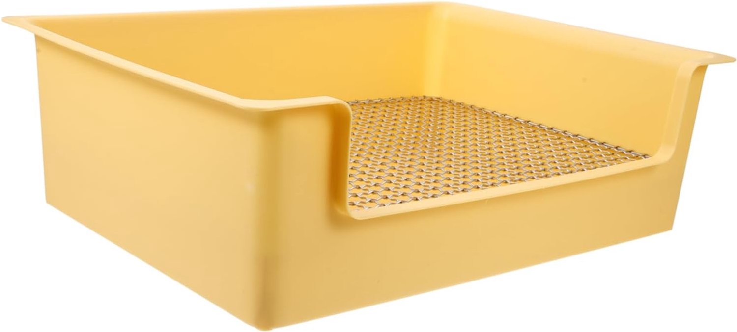 Happyyami konijn toilet binnen kooivoeringen voor cavia's afval cavia's potje Konijnen PETSPROEMEN kleine toiletbak voor huisdieren huisdiertoilet kattenbakken voor dieren Metaal Geel