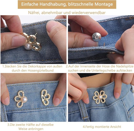 8 stuks broek strakker maken clip, afneembare broekknoop om strak te maken zonder naaien, tailleclip voor jeans, broektailleverkleiner, rok, T-shirt, jas, tas en kledingdecoratie — afbeelding 4