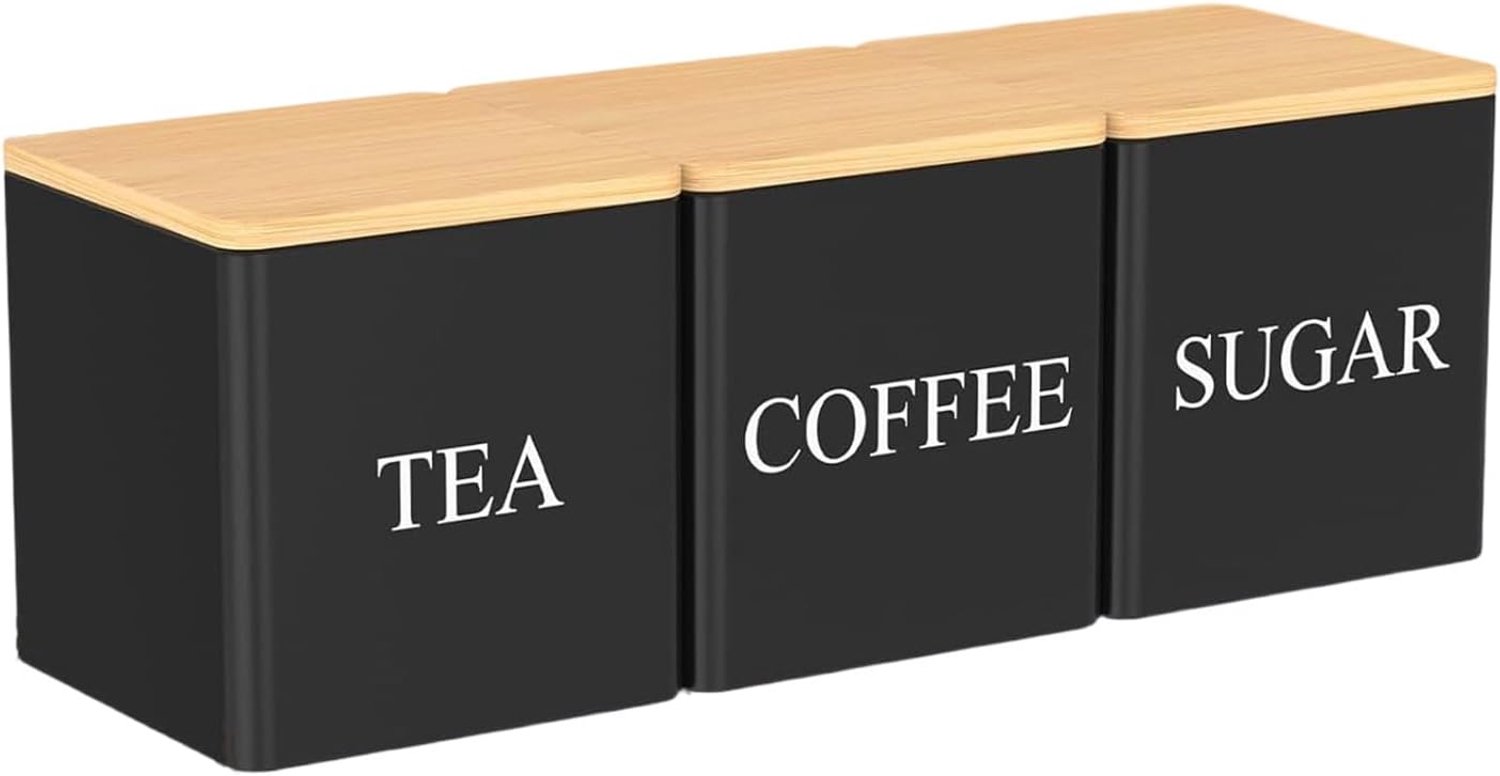 Générique Losse Theedoos | 3 stuks 500 ml bonenorganizer, koffiebonen container | voor thuis, keuken, werkblad, planken, kantoor, camper, appartement, bakkers