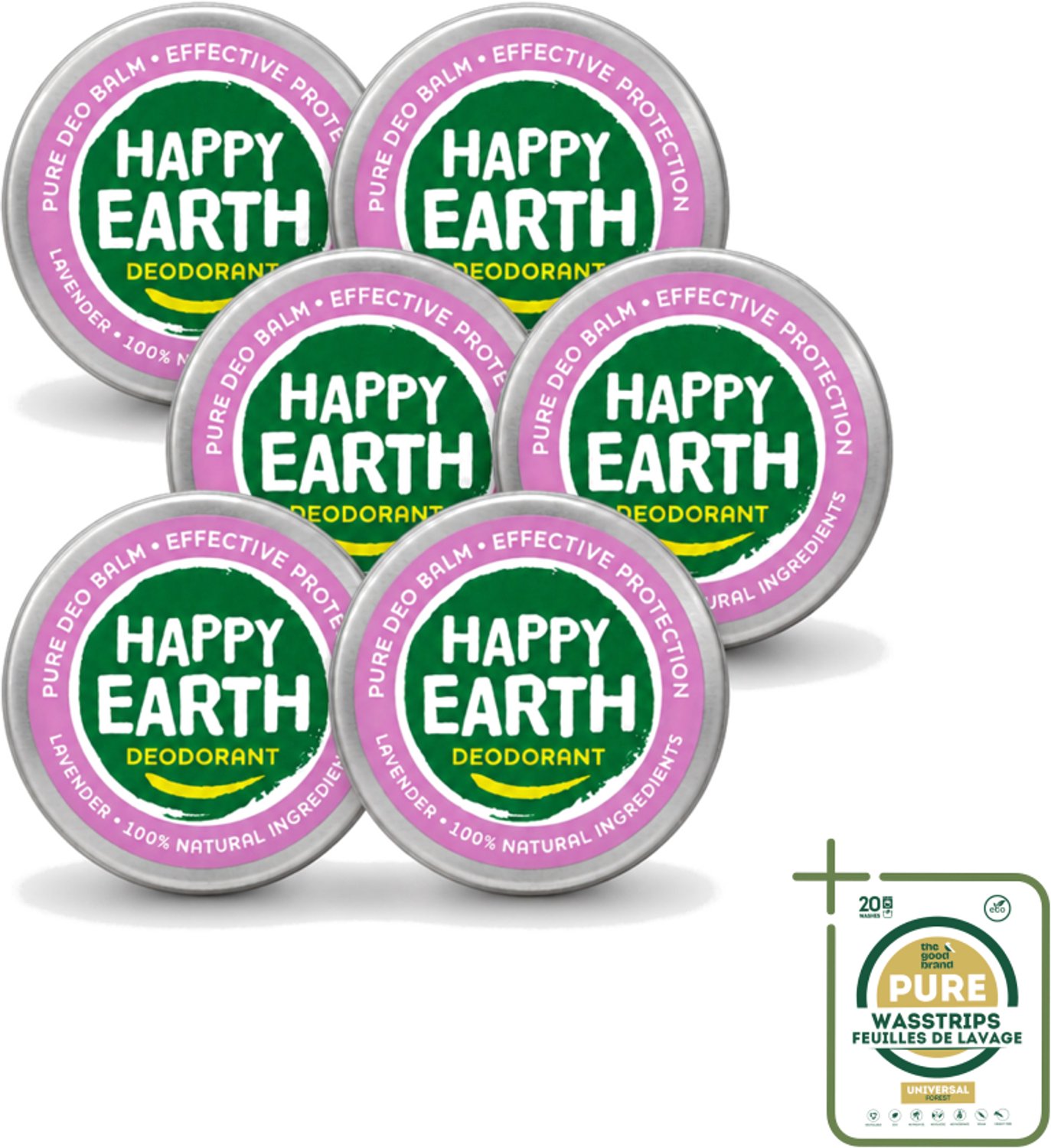 6 x Happy Earth – Deodorant Balm – 100% Natuurlijk Lavender – 45 g - 100% Natuurlijke Deodorant - Lavendel Deodorant - Natuurlijke Deodorant Balm - Frisse Geur - Huidvriendelijke Deodorant