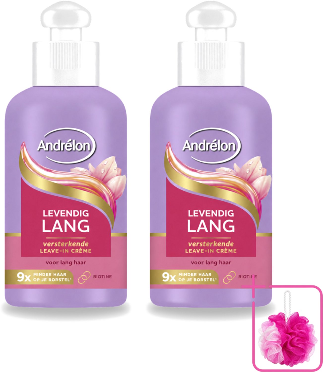 2 x Andrélon – Leave-In Crème – Levendig Lang – 200 ml - Bulkverpakking - Haarbescherming - Douchemop - Haarversterking