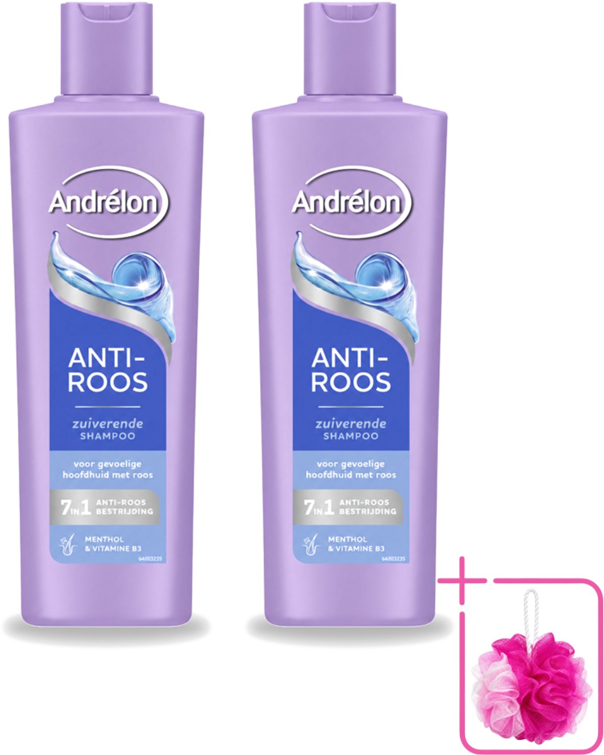 2 x Andrélon – Shampoo – Anti Roos – 250 ml - Bulkverpakking - Roos haar - Douchemop - Roos hoofdhuid