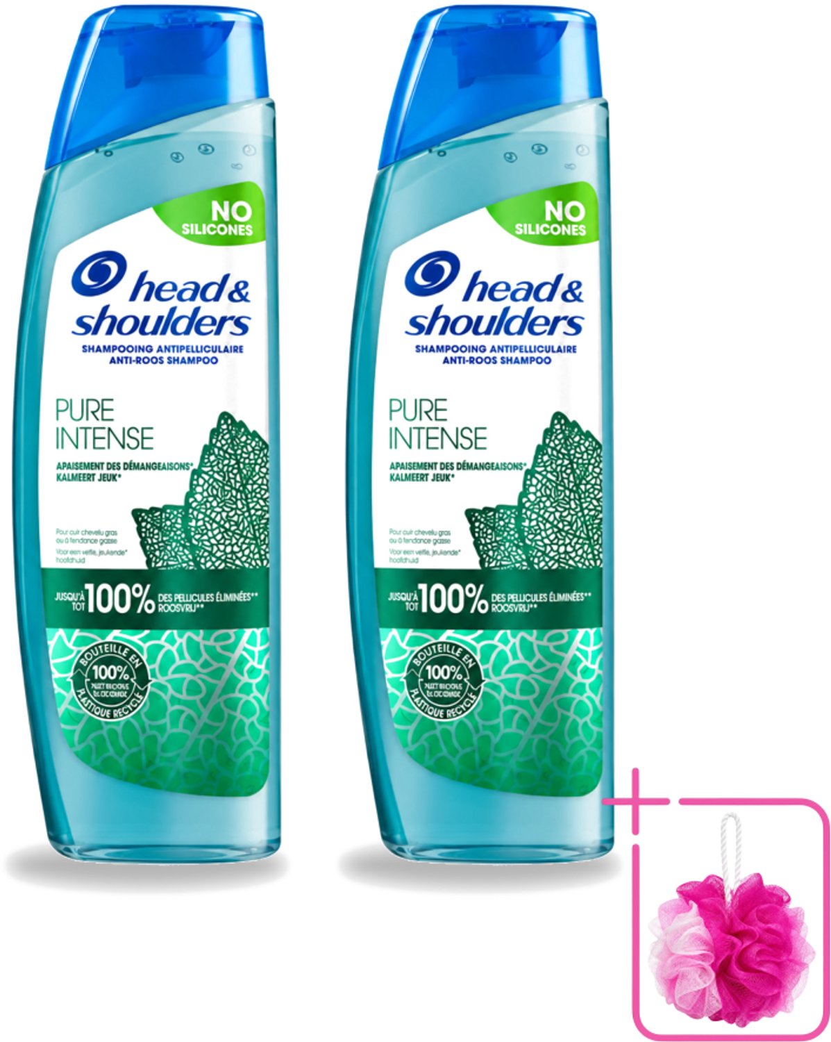 2 x Head & Shoulders – Shampoo – Pure Intense Kalmeert Jeuk – 250 ml - Bulkverpakking - Anti-roos shampoo - Douchemop - Shampoo bij jeukende hoofdhuid
