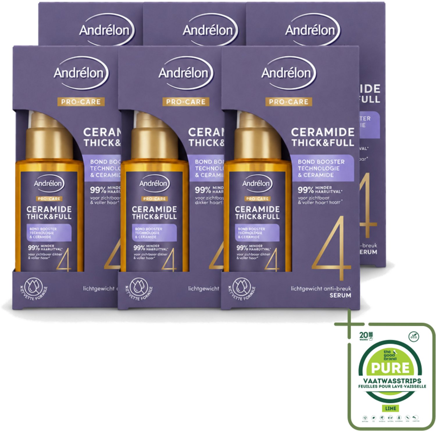 6 x Andrélon – Serum – Pro Care – 50 ml - Grootverpakking - Vaatwasstrips - Fijn Haar Verzorging - Dun Haar Verzorging - Haar Versterken - Haar Verdikken - Haar Beschermen
