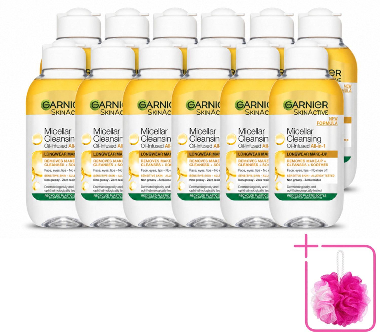 12 x Garnier - Micellair Reinigingswater - Olie - 100 ml - Bulkverpakking - Make-up verwijderen - Douchemop - Micellair reinigingswater