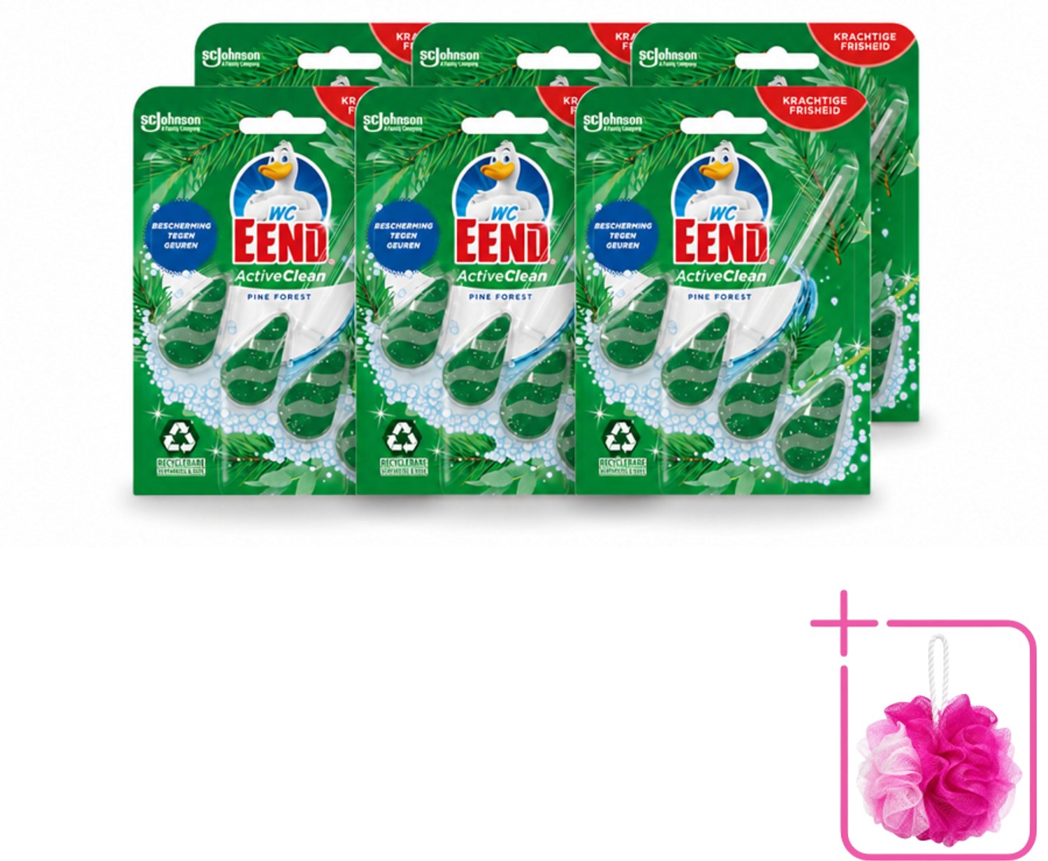 6 x WC Eend - Active Clean Pine Forest - Toiletblok - 1 Toiletblok - Bulkverpakking - Toiletblok - Douchemop - Reiniging toilet