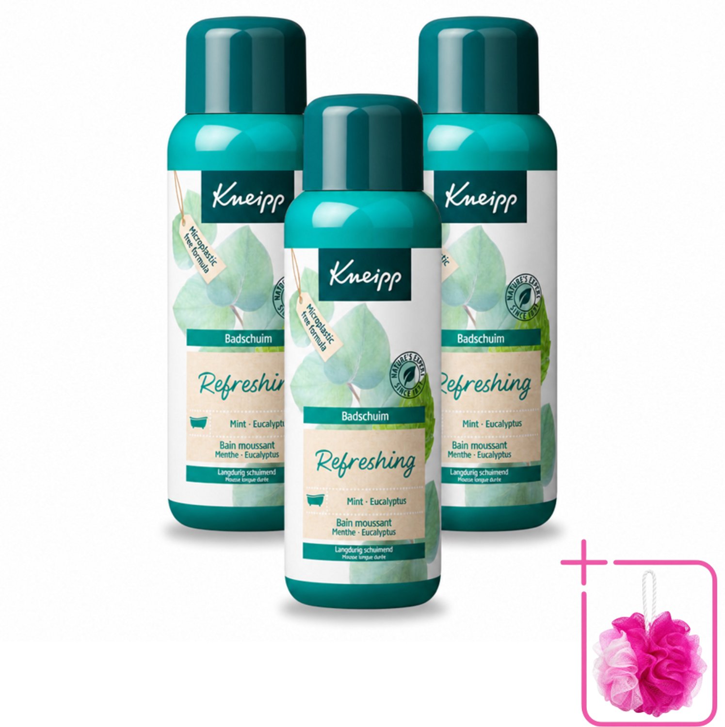 3 x Kneipp - Badschuim - Mint Eucalyptus - Verfrissend - 400 ml - Bulkverpakking - Badshuim mint eucalyptus - Douchemop - Verfrissend bad