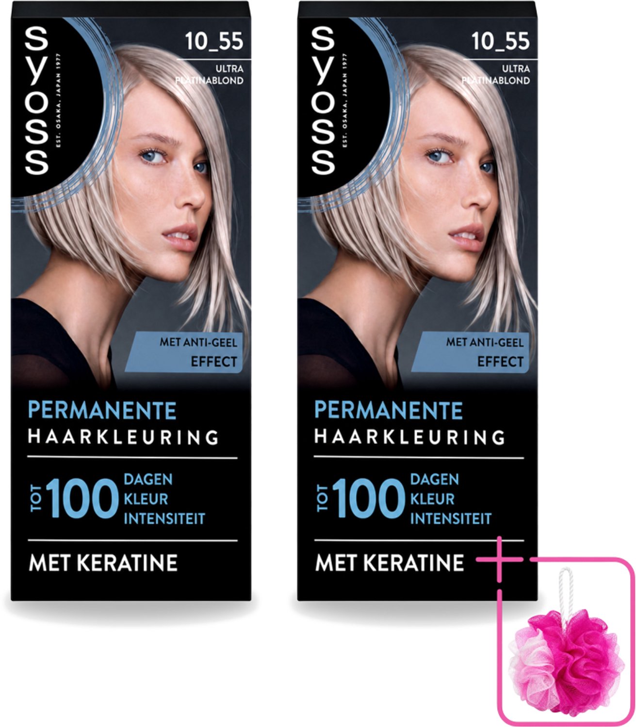 2 x SYOSS - Permanent Coloration 10-55 - Haarverf - Permanente Haarkleuring - Ultra Platina Blond - Grijsdekking - Bulkverpakking - Haarkleur - Douchemop - Haarkleuren