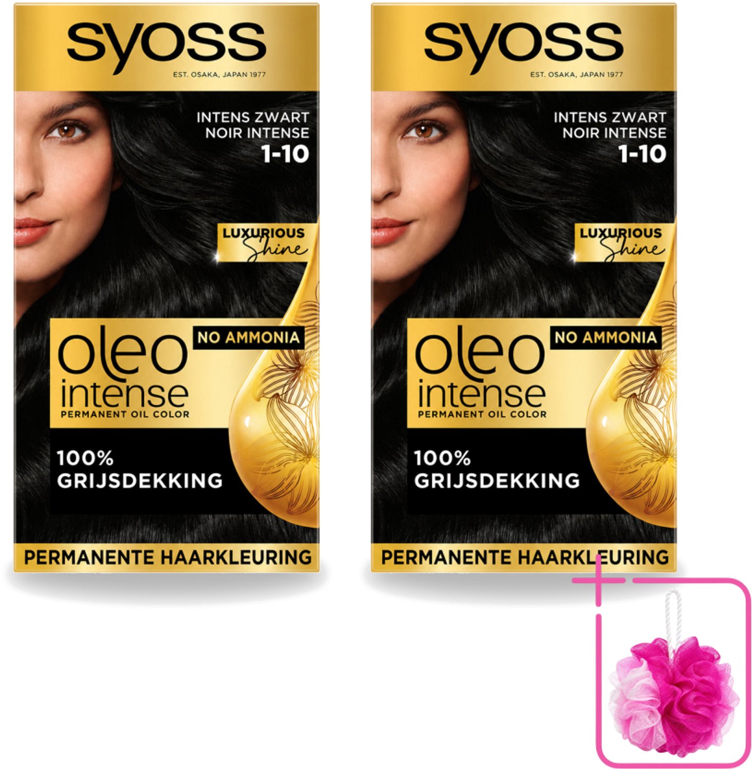 2 x SYOSS - Oleo Intense 1-10 - Haarverf - Permanente Haarkleuring - Intens Zwart - Langdurige Kleur - Bulkverpakking - Intens zwart haar - Douchemop - Permanente haarkleuring zonder ammoniak