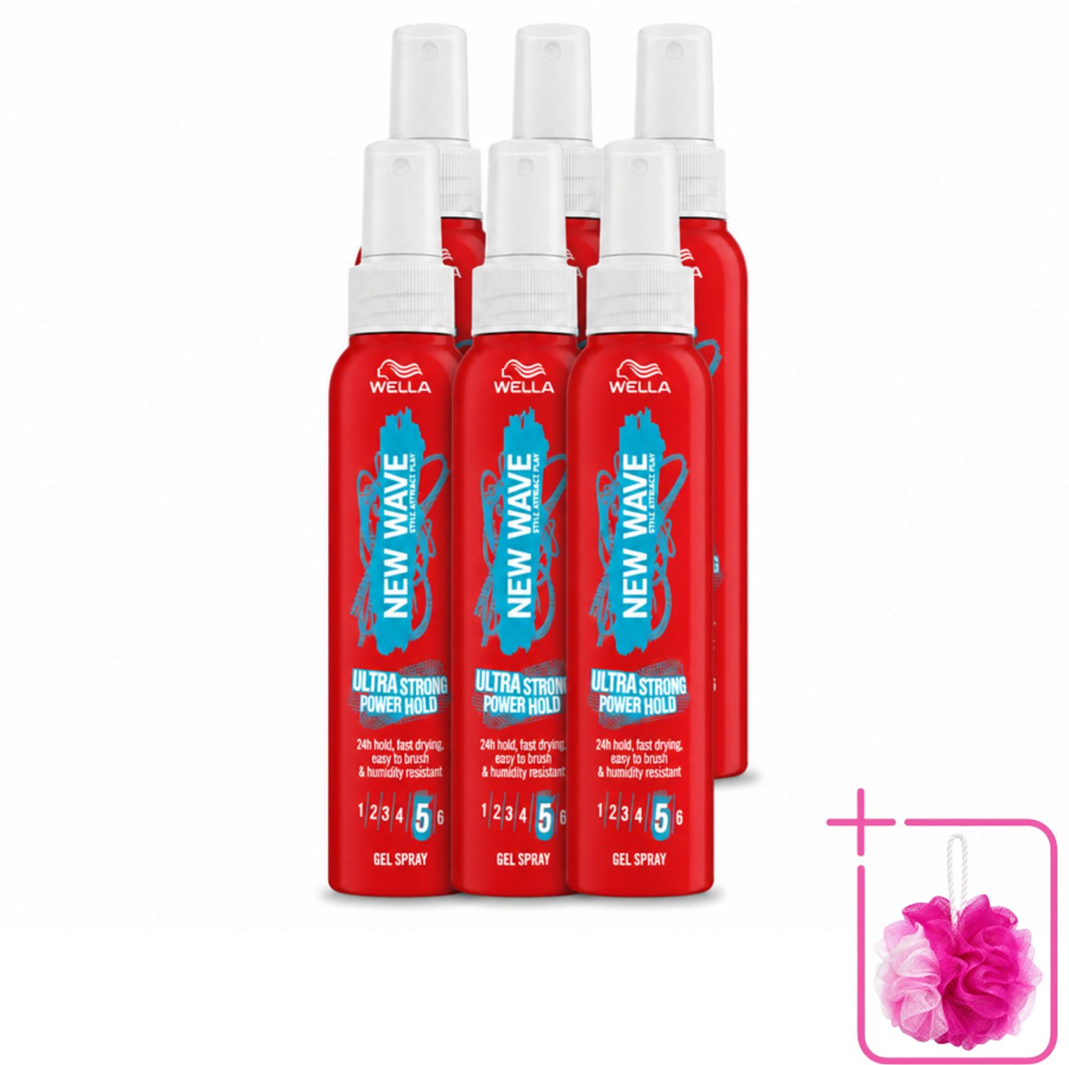 6 x Wella – New Wave Power Hold – Gelspray – 150 ml - Bulkverpakking - Kapsel stylen - Douchemop - Krachtige hold