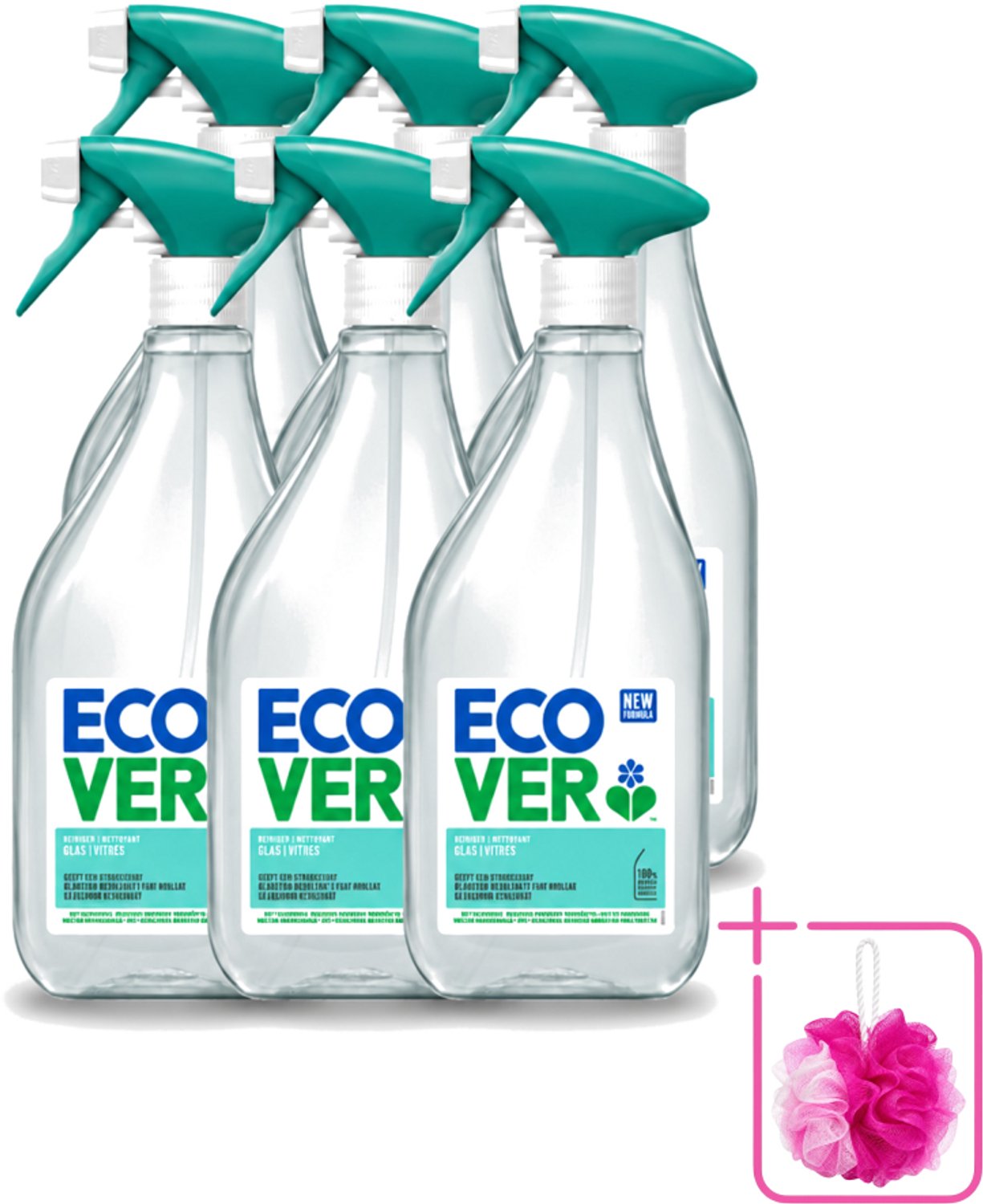 6 x Ecover - Glasreiniger Spray - 500 ml - Bulkverpakking - Glas reinigen - Douchemop - Glas reiniger