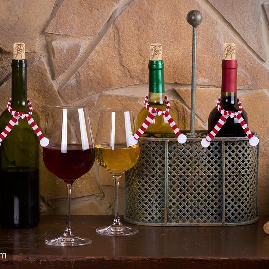 10 Stuks Delige Mini Kerst Sjaals Rood-wit Gestreept Zachte Veelzijdige DIY Decoratie voor Wijnflessen Poppen Feestaccessoires — afbeelding 5