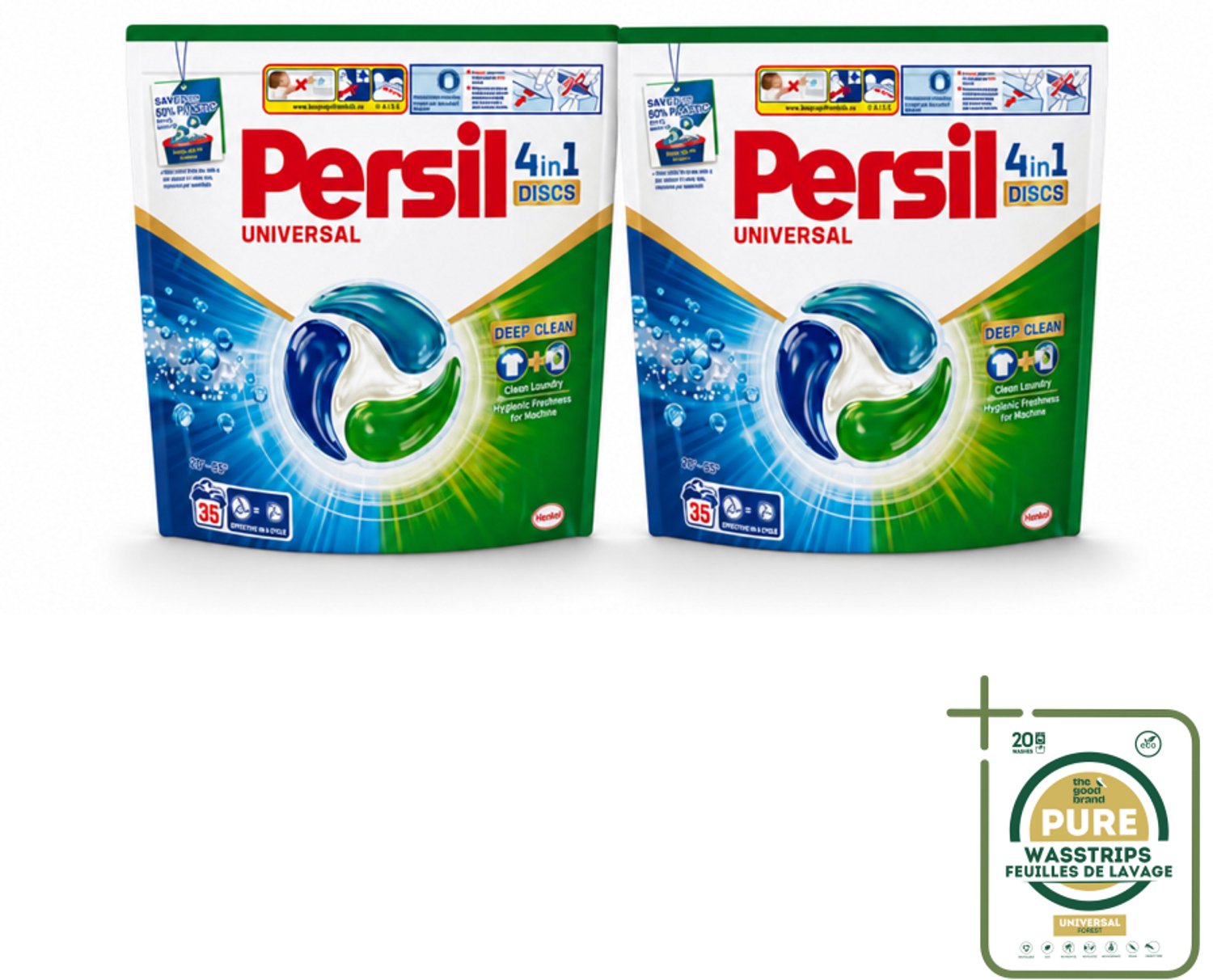 2 x Persil - Wasmiddel - Discs Universal - Voor Witte Was - 35 wasbeurten - Wasstrips - Persil 4in1 Discs - Schone Was - Wasmiddel Voor Witte Was - Vlekverwijdering - Diepe Reiniging
