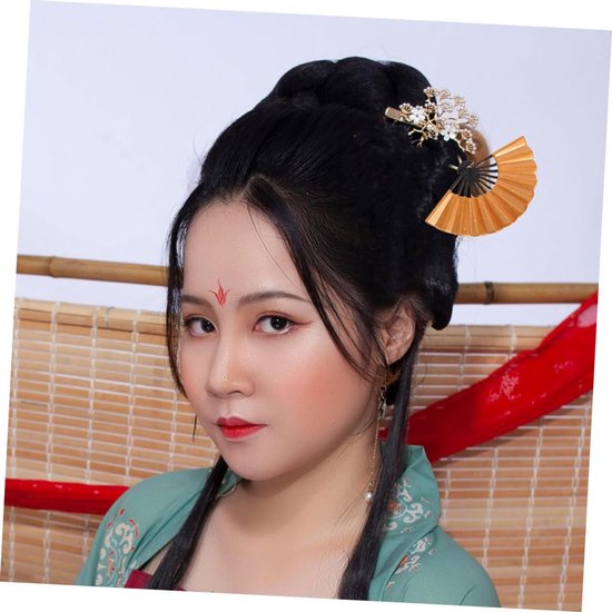 Vintage Chinese Fanfans Haarsteken Voor Vrouwen Elegante Haaraccessoires Met Metalen Haarknippen Voor Lange Haarstijlen Traditionele Haarknippen Voor Buns Feesten — afbeelding 2
