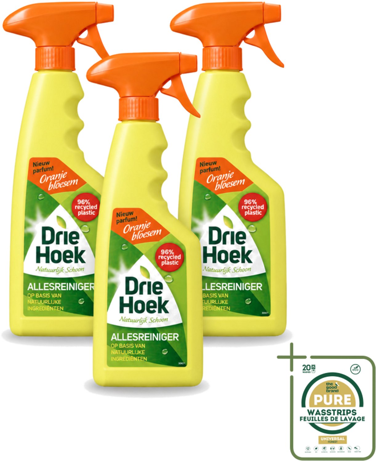 3 x Driehoek – Spray Allesreiniger – Oranjebloesem – 500 ml - Wasstrips - Allesreiniger Spray - Reinigingsmiddel - Huishoudelijke Reiniger - Hout Reinigen - Natuursteen Reinigen