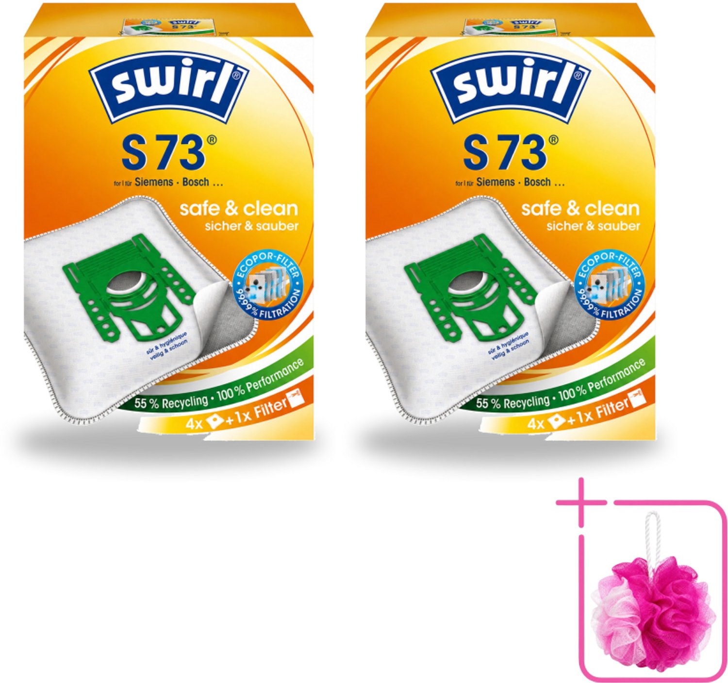 Swirl 2 x Swirl – Stofzuigerzakken – S73 – 4 zakken - Bulkverpakking - Stofzuigerzakken - Douchemop - Zuigkracht