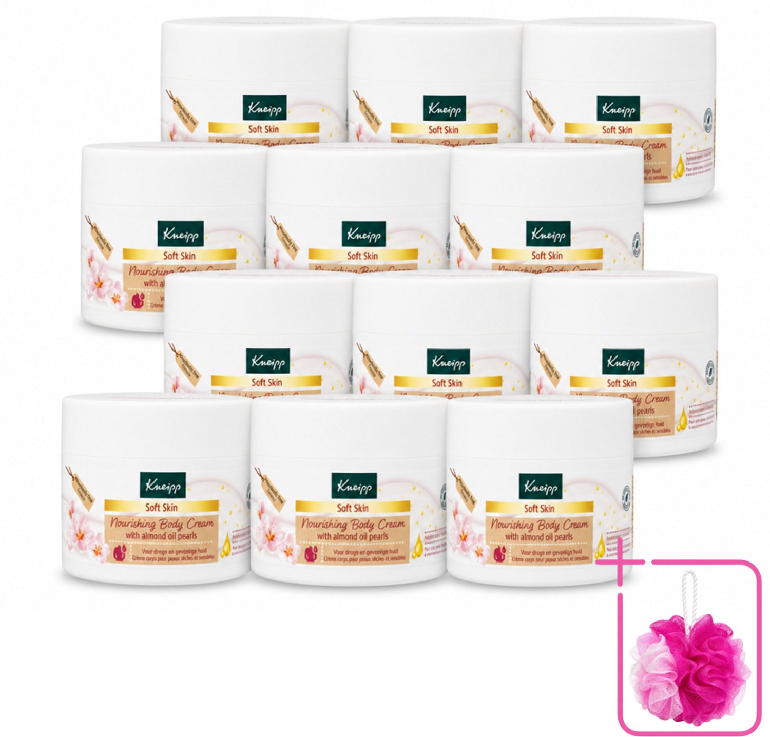 12 x Kneipp - Body crème - Soft Skin - Amandelbloesem - 200 ml - Bulkverpakking - Zachte huid - Douchemop - Amandelolie